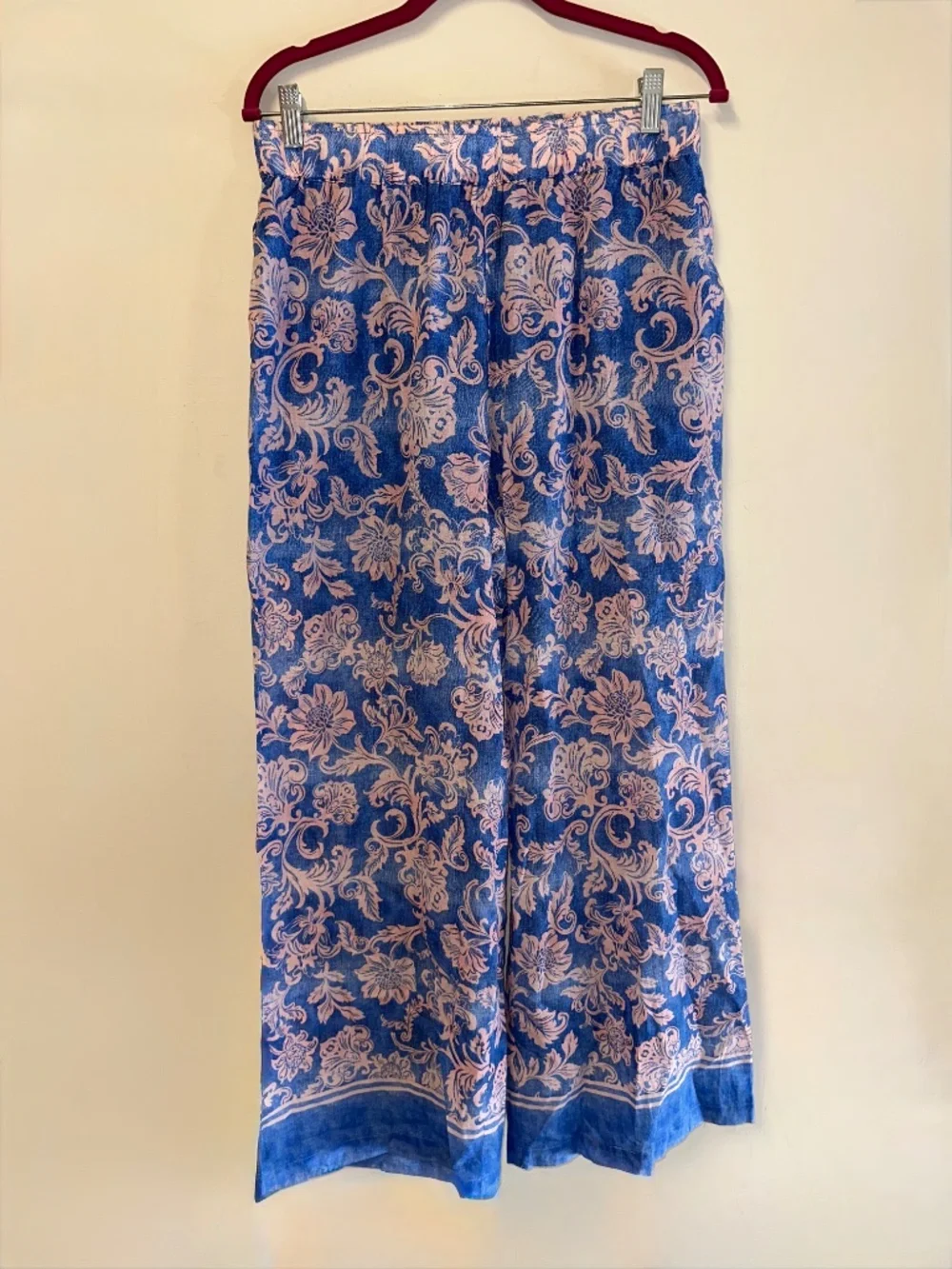 Johnny Was Workshop Florentina 2 Piece Set Blue Pink Floral Cotton Boho S/M